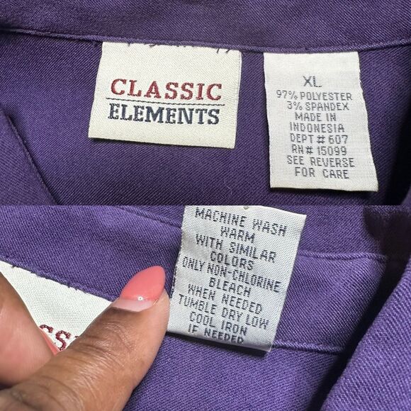 Vintage Classic Elements Shirt Womens XL Purple Faux Suede Relaxed Western Boho - Picture 8 of 8